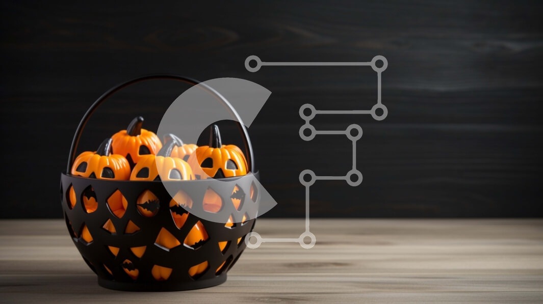 Intra Συλλεκτικό Ξύλινο Παζλ Plywood  4mm - Καλάθι αποκριών με πρόσωπα κολοκύθας σε ξύλινο τραπέζι Σε Ξύλινο Κουτί - Διαστάσεις Puzzle: 10x10 cm – 25 κομμάτια