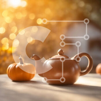 Intra Συλλεκτικό Ξύλινο Παζλ Plywood  4mm - Τσαγιέρα και κολοκύθες σε τραπέζι με θέμα το φθινόπωρο Σε Ξύλινο Κουτί - Διαστάσεις Puzzle: 10x10 cm – 25 κομμάτια - Image 1