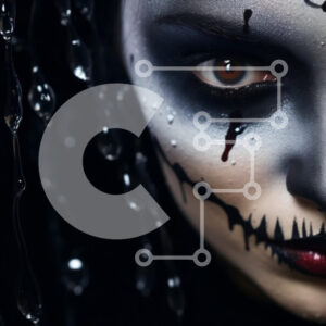 Intra Συλλεκτικό Ξύλινο Παζλ Plywood  4mm - Γυναίκα με ασπρόμαυρο μακιγιάζ Σε Ξύλινο Κουτί - Διαστάσεις Puzzle: 10x10 cm – 25 κομμάτια