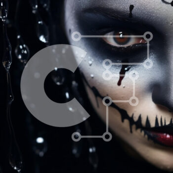 Intra Συλλεκτικό Ξύλινο Παζλ Plywood  4mm - Γυναίκα με ασπρόμαυρο μακιγιάζ Σε Ξύλινο Κουτί - Διαστάσεις Puzzle: 10x10 cm – 25 κομμάτια - Image 1