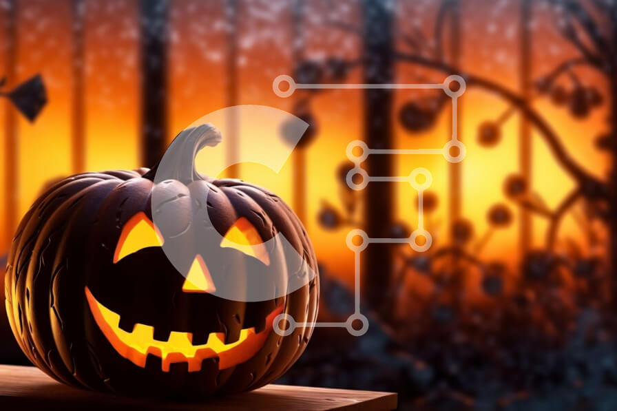 Intra Συλλεκτικό Ξύλινο Παζλ Plywood  4mm - Αναμμένη κολοκύθα σε ξύλινο τραπέζι στο σκοτάδι Σε Ξύλινο Κουτί - Διαστάσεις Puzzle: 10x10 cm – 25 κομμάτια