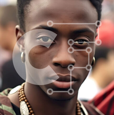 Intra Συλλεκτικό Ξύλινο Παζλ Plywood  4mm - Πορτρέτο ενός σοβαρού νεαρού μαύρου άνδρα με σακάκι παραλλαγής Σε Ξύλινο Κουτί - Διαστάσεις Puzzle: 10x10 cm – 25 κομμάτια - Image 1