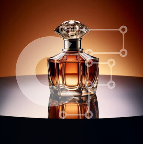 Intra Συλλεκτικό Ξύλινο Παζλ Plywood  4mm - Κομψή εικόνα ενός μπουκαλιού αρώματος σε ένα τραπέζι Σε Ξύλινο Κουτί - Διαστάσεις Puzzle: 10x10 cm – 25 κομμάτια - Image 1