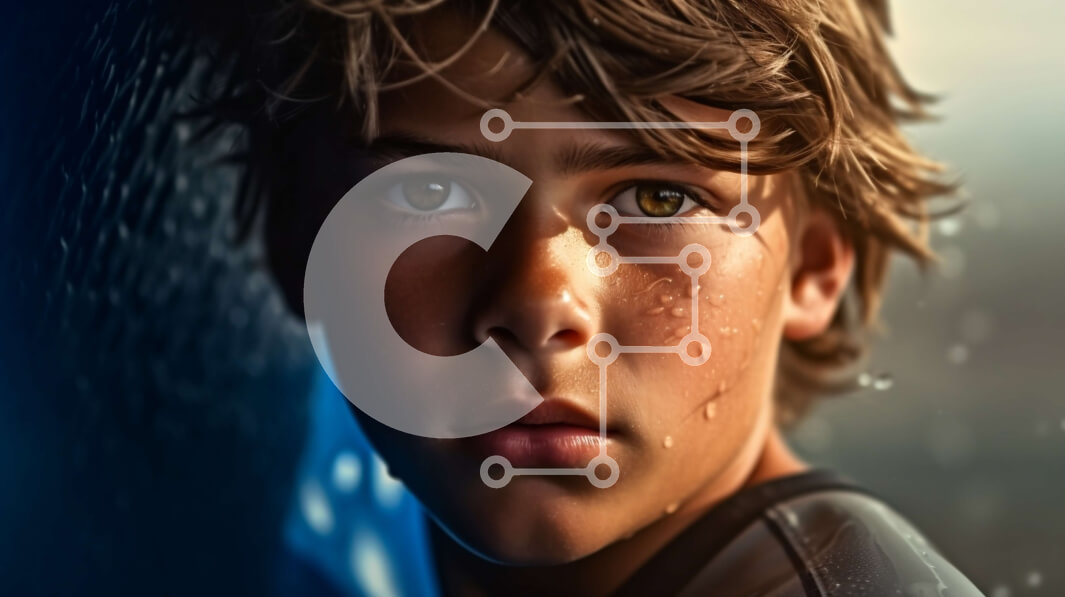 Intra Συλλεκτικό Ξύλινο Παζλ Plywood  4mm - Πορτρέτο ενός νεαρού αγοριού με καστανά μαλλιά και μπλε μάτια Σε Ξύλινο Κουτί - Διαστάσεις Puzzle: 10x10 cm – 25 κομμάτια