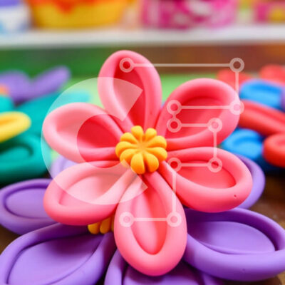 Intra Συλλεκτικό Ξύλινο Παζλ Plywood  4mm - Πολύχρωμα πλαστικά λουλούδια τοποθετημένα σε κύκλο Σε Ξύλινο Κουτί - Διαστάσεις Puzzle: 10x10 cm – 25 κομμάτια - Image 1