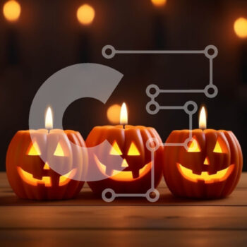 Intra Συλλεκτικό Ξύλινο Παζλ Plywood  4mm - Αναμμένα κεριά Jack-o-lantern σε ξύλινο τραπέζι Σε Ξύλινο Κουτί - Διαστάσεις: 10x10 cm – 25 κομμάτια - Image 1