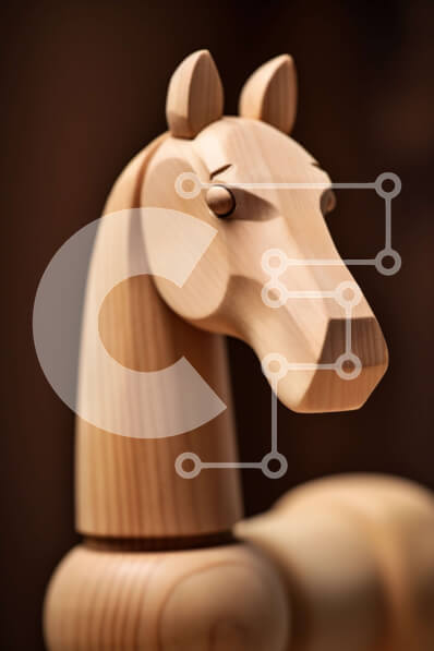 Intra Συλλεκτικό Ξύλινο Παζλ Plywood  4mm - Όμορφο ξύλινο άγαλμα αλόγων με ρεαλιστική εμφάνιση Σε Ξύλινο Κουτί - Διαστάσεις Puzzle: 10x10 cm – 25 κομμάτια