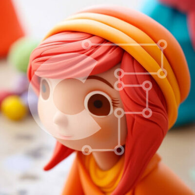 Intra Συλλεκτικό Ξύλινο Παζλ Plywood  4mm - Παιχνίδι ειδώλιο κοριτσιού με πορτοκαλί μαλλιά με πολύχρωμες καραμέλες Σε Ξύλινο Κουτί - Διαστάσεις Puzzle: 10x10 cm – 25 κομμάτια - Image 1