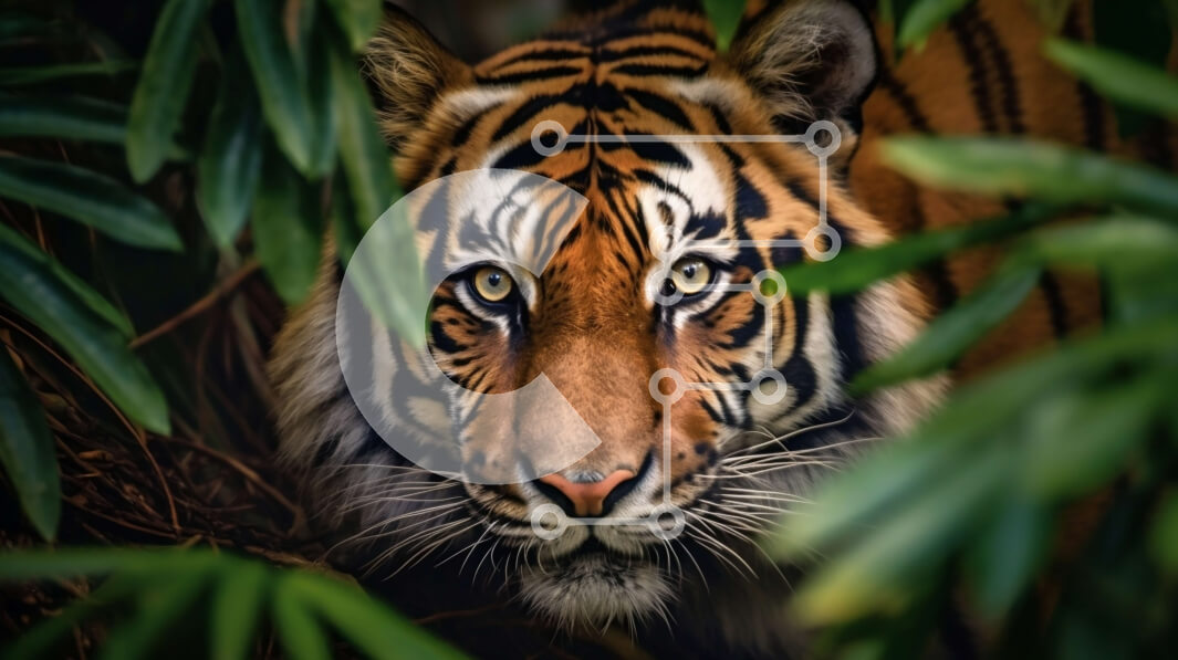 Intra Συλλεκτικό Ξύλινο Παζλ Plywood  4mm - Υπέροχη τίγρη που κρύβεται στη ζούγκλα Σε Ξύλινο Κουτί - Διαστάσεις: 10x10 cm – 25 κομμάτια