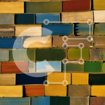 Intra Συλλεκτικό Ξύλινο Παζλ Plywood  4mm - Όμορφη εικόνα ενός πολύχρωμου και ξεπερασμένου τοίχου από τούβλα Σε Ξύλινο Κουτί - Διαστάσεις Puzzle: 10x10 cm – 25 κομμάτια - Image 1