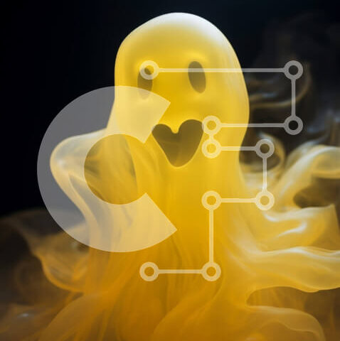 Intra Συλλεκτικό Ξύλινο Παζλ Plywood  4mm - Κίτρινο φάντασμα που επιπλέει στον αέρα Σε Ξύλινο Κουτί - Διαστάσεις Puzzle: 10x10 cm – 25 κομμάτια - Image 1