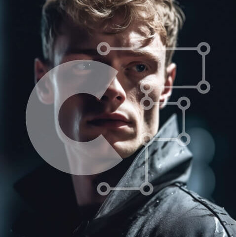 Intra Συλλεκτικό Ξύλινο Παζλ Plywood  4mm - Κομψός άνδρας με μαύρο σακάκι που κοιτάζει μακριά Σε Ξύλινο Κουτί - Διαστάσεις Puzzle: 10x10 cm – 25 κομμάτια - Image 1