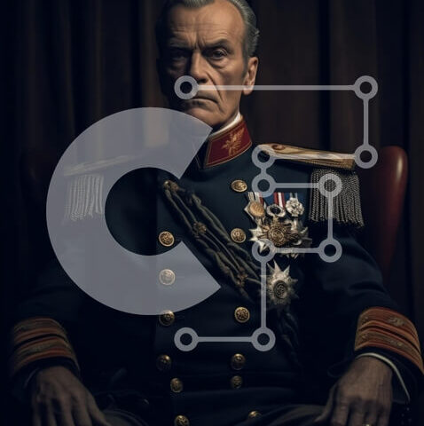 Intra Συλλεκτικό Ξύλινο Παζλ Plywood  4mm - Πορτρέτο ενός σοβαρού στρατιωτικού με ένα μετάλλιο στο στήθος του Σε Ξύλινο Κουτί - Διαστάσεις Puzzle: 10x10 cm – 25 κομμάτια - Image 1