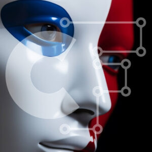 Intra Συλλεκτικό Ξύλινο Παζλ Plywood  4mm - Μανεκέν με μπογιά προσώπου γαλλικής σημαίας Σε Ξύλινο Κουτί - Διαστάσεις Puzzle: 10x10 cm – 25 κομμάτια