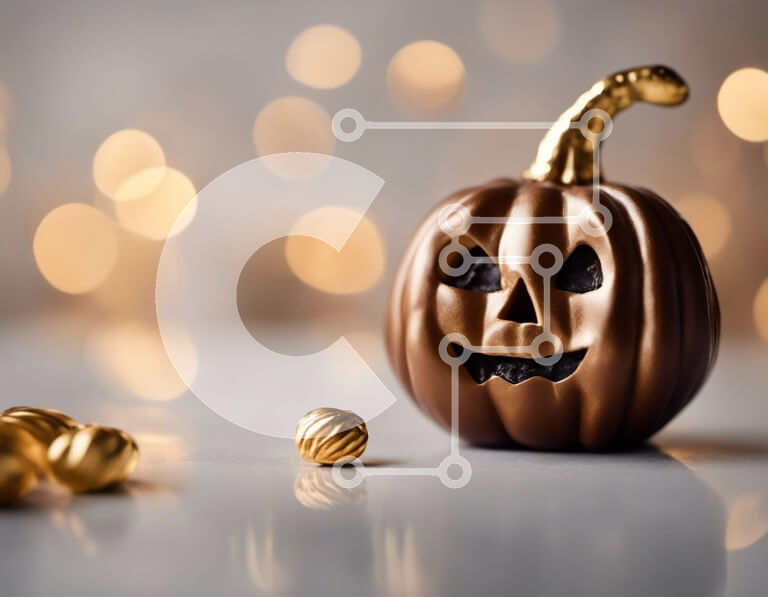 Intra Συλλεκτικό Ξύλινο Παζλ Plywood  4mm - Χρυσή κολοκύθα σε ένα κρεβάτι από χρυσές καραμέλες Σε Ξύλινο Κουτί - Διαστάσεις Puzzle: 10x10 cm – 25 κομμάτια