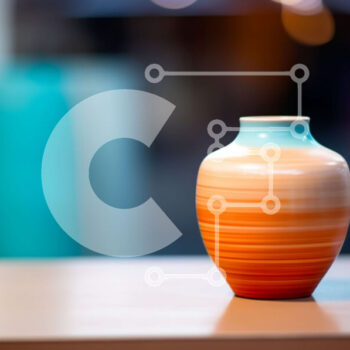 Intra Συλλεκτικό Ξύλινο Παζλ Plywood  4mm - Πορτοκαλί και μπλε βάζο σε ξύλινο τραπέζι Σε Ξύλινο Κουτί - Διαστάσεις Puzzle: 10x10 cm – 25 κομμάτια - Image 1