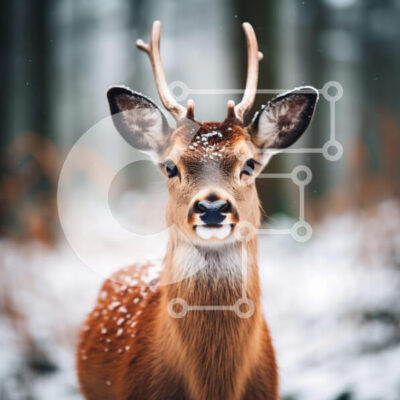 Intra Συλλεκτικό Ξύλινο Παζλ Plywood  4mm - Κοντινή όψη του προσώπου ενός ελαφιού με ελαφοκέρατα Σε Ξύλινο Κουτί - Διαστάσεις: 10x10 cm – 25 κομμάτια - Image 1