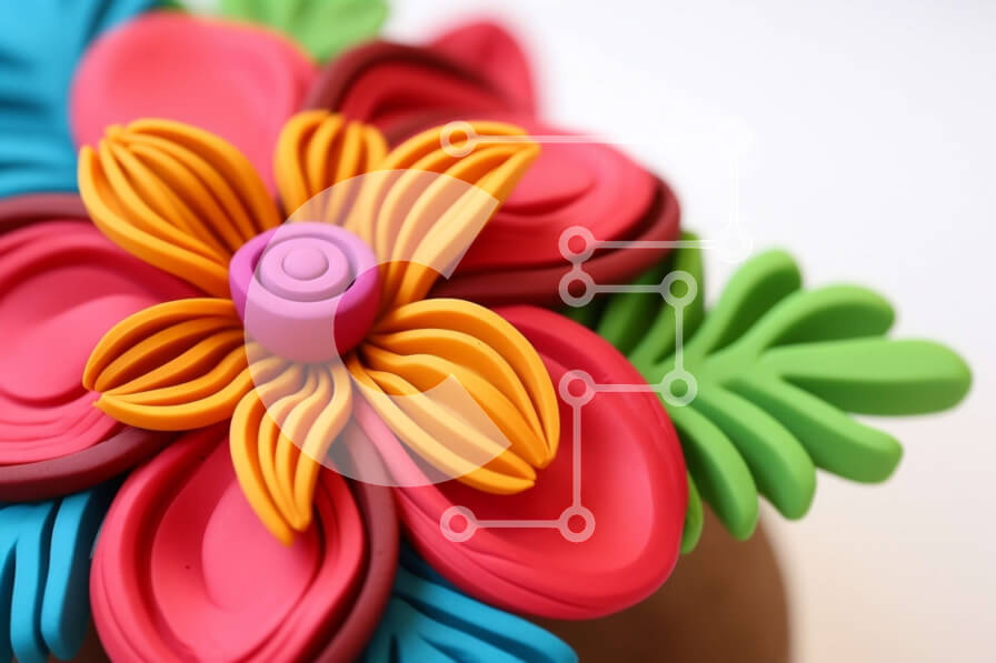 Intra Συλλεκτικό Ξύλινο Παζλ Plywood  4mm - Κοντινή όψη ενός πολύχρωμου χάρτινου λουλουδιού Σε Ξύλινο Κουτί - Διαστάσεις: 10x10 cm – 25 κομμάτια