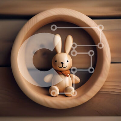 Intra Συλλεκτικό Ξύλινο Παζλ Plywood  4mm - Γοητευτικό ξύλινο πλαίσιο με αξιολάτρευτο ξύλινο κουνέλι Σε Ξύλινο Κουτί - Διαστάσεις: 10x10 cm – 25 κομμάτια - Image 1