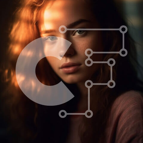 Intra Συλλεκτικό Ξύλινο Παζλ Plywood  4mm - Σοβαρό πορτρέτο μιας νεαρής γυναίκας με σγουρά κόκκινα μαλλιά Σε Ξύλινο Κουτί - Διαστάσεις Puzzle: 10x10 cm – 25 κομμάτια - Image 1