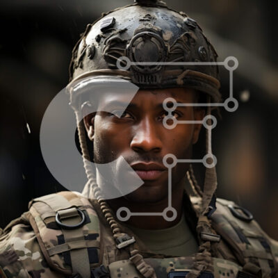 Intra Συλλεκτικό Ξύλινο Παζλ Plywood  4mm - Στρατιώτης στη στολή και το κράνος παραλλαγής Στοκ Φωτογραφία Σε Ξύλινο Κουτί - Διαστάσεις Puzzle: 10x10 cm – 25 κομμάτια - Image 1