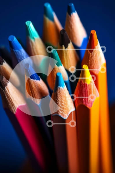 Intra Συλλεκτικό Ξύλινο Παζλ Plywood  4mm - Ζωηρόχρωμα μολύβια στο σχηματισμό κύκλων Στοκ Φωτογραφία Σε Ξύλινο Κουτί - Διαστάσεις: 10x10 cm – 25 κομμάτια