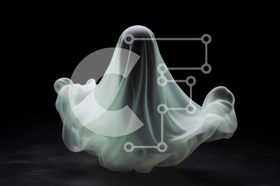 Intra Συλλεκτικό Ξύλινο Παζλ Plywood  4mm - Φιγούρα σαν φάντασμα που επιπλέει στον αέρα σε σκούρο φόντο Σε Ξύλινο Κουτί - Διαστάσεις Puzzle: 10x10 cm – 25 κομμάτια