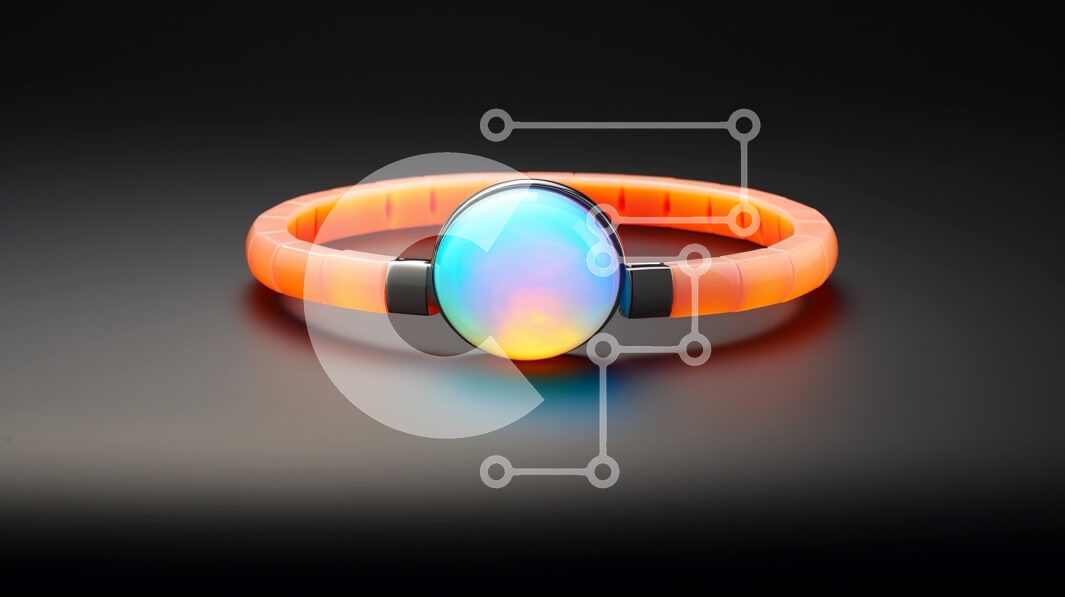 Intra Συλλεκτικό Ξύλινο Παζλ Plywood  4mm - Πορτοκαλί βραχιόλι με μπλε-πορτοκαλί πολύτιμος λίθος σε μαύρο φόντο Σε Ξύλινο Κουτί - Διαστάσεις Puzzle: 10x10 cm – 25 κομμάτια