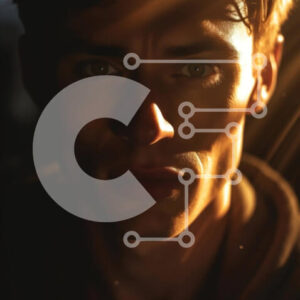 Intra Συλλεκτικό Ξύλινο Παζλ Plywood  4mm - Ενδοσκοπικό πορτρέτο ενός νεαρού άνδρα με μαύρο δερμάτινο μπουφάν Σε Ξύλινο Κουτί - Διαστάσεις Puzzle: 10x10 cm – 25 κομμάτια