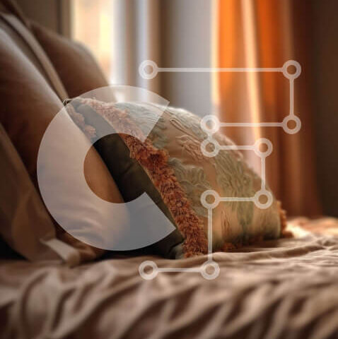 Intra Συλλεκτικό Ξύλινο Παζλ Plywood  4mm - Άνετο και άνετο κρεβάτι με μπεζ αναπαυτικό και πράσινα και καφέ μαξιλάρια Σε Ξύλινο Κουτί - Διαστάσεις Puzzle: 10x10 cm – 25 κομμάτια - Image 1