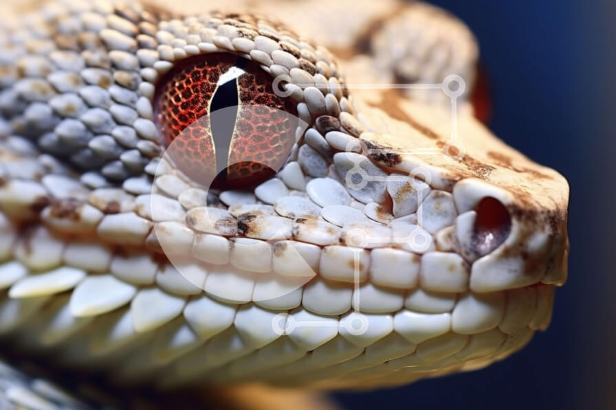 Intra Συλλεκτικό Ξύλινο Παζλ Plywood  4mm - Έντονη κινηματογράφηση σε πρώτο πλάνο του κεφαλιού ενός φιδιού με κόκκινα μάτια Σε Ξύλινο Κουτί - Διαστάσεις: 10x10 cm – 25 κομμάτια