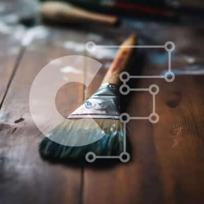 Intra Συλλεκτικό Ξύλινο Παζλ Plywood  4mm - Πινέλα και εργαλεία ζωγραφικής σε ξύλινο τραπέζι Σε Ξύλινο Κουτί - Διαστάσεις Puzzle: 10x10 cm – 25 κομμάτια - Image 1