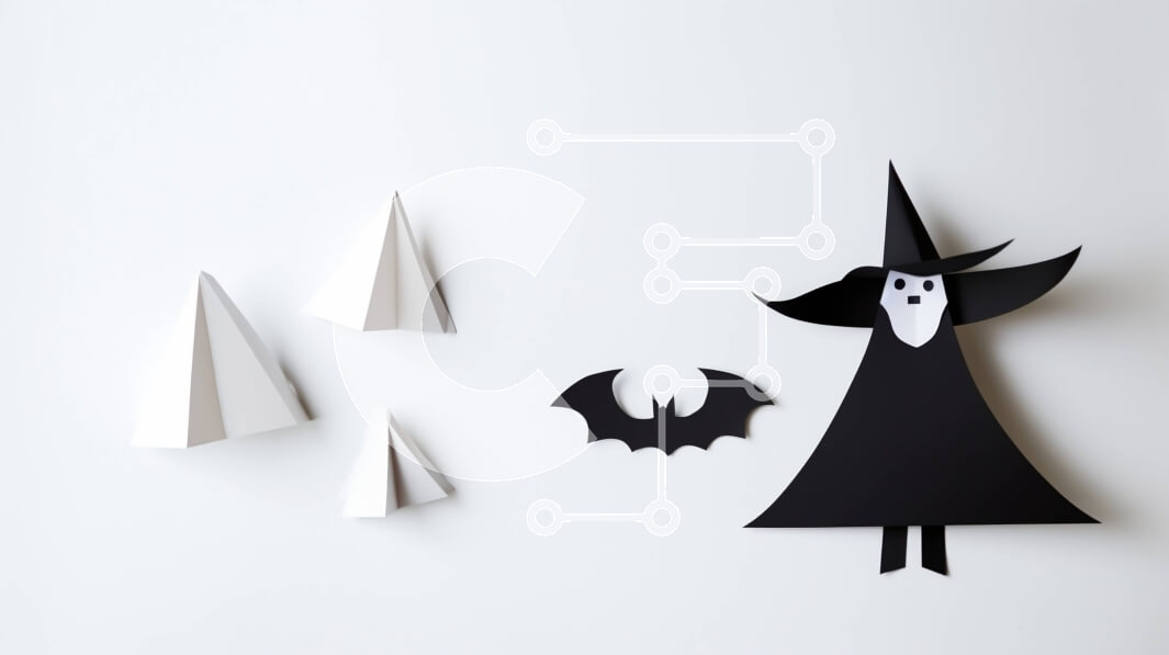 Intra Συλλεκτικό Ξύλινο Παζλ Plywood  4mm - Ασπρόμαυρη χάρτινη μάγισσα με φόντο τις νυχτερίδες Σε Ξύλινο Κουτί - Διαστάσεις: 10x10 cm – 25 κομμάτια