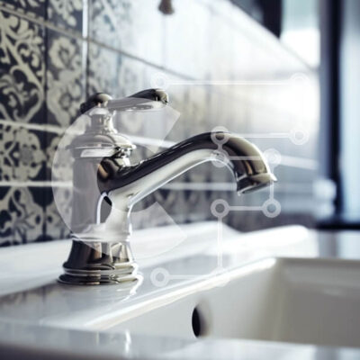 Intra Συλλεκτικό Ξύλινο Παζλ Plywood  4mm - Καθαρός και καλά συντηρημένος νεροχύτης μπάνιου με βρύση χρωμίου και λεκάνη λευκής πορσελάνης Σε Ξύλινο Κουτί - Διαστάσεις Puzzle: 10x10 cm – 25 κομμάτια - Image 1