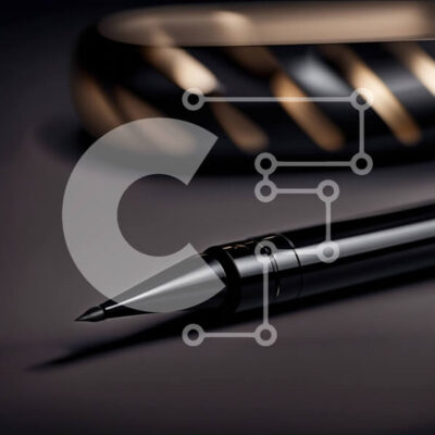 Intra Συλλεκτικό Ξύλινο Παζλ Plywood  4mm - Κομψό μαύρο και χρυσό στυλό σε μια κομψή μαύρη επιφάνεια Σε Ξύλινο Κουτί - Διαστάσεις: 10x10 cm – 25 κομμάτια - Image 1