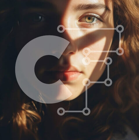 Intra Συλλεκτικό Ξύλινο Παζλ Plywood 4mm - Εκπληκτικό πορτρέτο μιας νεαρής γυναίκας με σγουρά μαλλιά και πράσινα μάτια Σε Ξύλινο Κουτί - Διαστάσεις Puzzle: 10x10 cm – 25 κομμάτια - Image 1