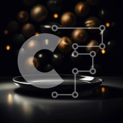 Intra Συλλεκτικό Ξύλινο Παζλ Plywood  4mm - Μινιμαλιστικό εσωτερικό με μαύρο πιάτο και χρυσές σφαίρες Σε Ξύλινο Κουτί - Διαστάσεις Puzzle: 10x10 cm – 25 κομμάτια - Image 1