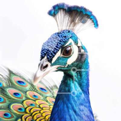 Intra Συλλεκτικό Ξύλινο Παζλ Plywood  4mm - Εκπληκτική κοντινή πλάνο του κεφαλιού ενός παγωνιού και των φτερών που απλώνονται Σε Ξύλινο Κουτί - Διαστάσεις: 10x10 cm – 25 κομμάτια - Image 1