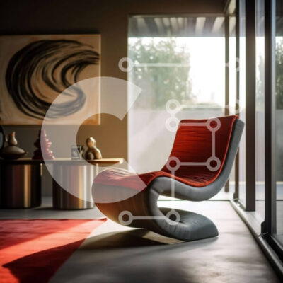 Intra Συλλεκτικό Ξύλινο Παζλ Plywood 4mm - Κομψή κόκκινη καρέκλα σε ευρύχωρο δωμάτιο γεμάτο φως Σε Ξύλινο Κουτί - Διαστάσεις Puzzle: 10x10 cm – 25 κομμάτια - Image 1