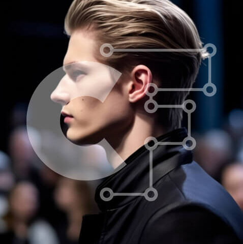 Intra Συλλεκτικό Ξύλινο Παζλ Plywood  4mm - Κομψό μοντέλο μόδας στην πασαρέλα με μαύρο σακάκι Σε Ξύλινο Κουτί - Διαστάσεις Puzzle: 10x10 cm – 25 κομμάτια - Image 1