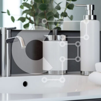 Intra Συλλεκτικό Ξύλινο Παζλ Plywood  4mm - Μοντέρνος νιπτήρας μπάνιου με λευκό πορσελάνινο νεροχύτη και βρύση χρωμίου Σε Ξύλινο Κουτί - Διαστάσεις Puzzle: 10x10 cm – 25 κομμάτια - Image 1