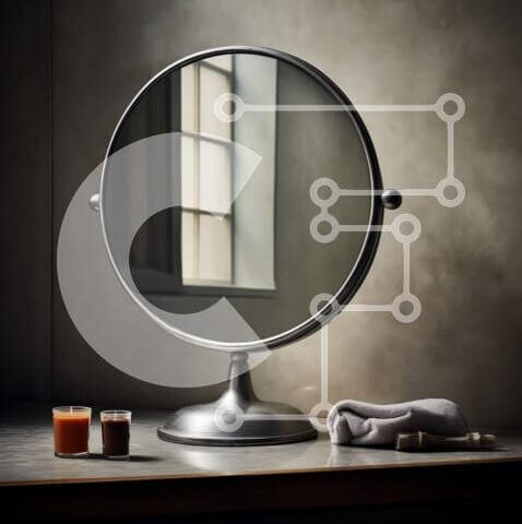 Intra Συλλεκτικό Ξύλινο Παζλ Plywood 4mm - Κομψός ασημένιος λοξότμητος καθρέφτης σε ξύλινη συρταριέρα σε ζεστό δωμάτιο Σε Ξύλινο Κουτί - Διαστάσεις Puzzle: 10x10 cm – 25 κομμάτια - Image 1