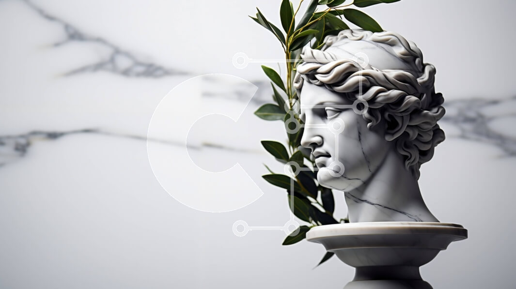 Intra Συλλεκτικό Ξύλινο Παζλ Plywood  4mm - Μαρμάρινο Μπούστο με Κλαδί Ελιάς Σε Ξύλινο Κουτί - Διαστάσεις Puzzle: 10x10 cm – 25 κομμάτια