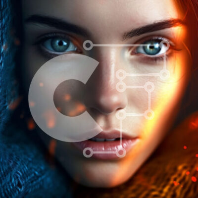 Intra Συλλεκτικό Ξύλινο Παζλ Plywood 4mm - Όμορφο πορτρέτο γυναίκας με μπλε κουκούλα και μπλε μάτια Σε Ξύλινο Κουτί - Διαστάσεις Puzzle: 10x10 cm – 25 κομμάτια - Image 1