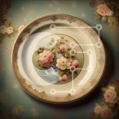 Intra Συλλεκτικό Ξύλινο Παζλ Plywood  4mm - Vintage πορσελάνινο πιάτο με φλοράλ σχέδιο σε μπλε και λευκό καρό τραπεζομάντιλο Σε Ξύλινο Κουτί - Διαστάσεις Puzzle: 10x10 cm – 25 κομμάτια - Image 1