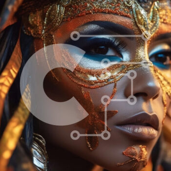 Intra Συλλεκτικό Ξύλινο Παζλ Plywood  4mm - Όμορφη γυναίκα που φορά ένα πολύχρωμο φτερωτό κόμμωση και μακιγιάζ Σε Ξύλινο Κουτί - Διαστάσεις Puzzle: 10x10 cm – 25 κομμάτια - Image 1