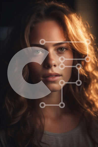 Intra Συλλεκτικό Ξύλινο Παζλ Plywood  4mm - Όμορφο πορτρέτο μιας νεαρής γυναίκας με μακριά κυματιστά καστανά μαλλιά και καστανά μάτια Σε Ξύλινο Κουτί - Διαστάσεις Puzzle: 10x10 cm – 25 κομμάτια