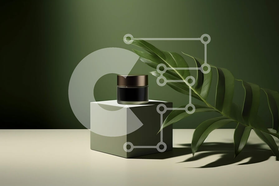 Intra Συλλεκτικό Ξύλινο Παζλ Plywood  4mm - Κομψή και μοντέρνα εικόνα λευκού κύβου με μαύρο μπουκάλι και πράσινο φύλλο Σε Ξύλινο Κουτί - Διαστάσεις: 10x10 cm – 25 κομμάτια