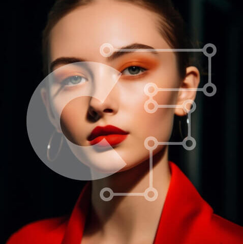 Intra Συλλεκτικό Ξύλινο Παζλ Plywood  4mm - Κομψή ξανθιά γυναίκα με κόκκινο σακάκι και σκουλαρίκια κρίκοι Σε Ξύλινο Κουτί - Διαστάσεις Puzzle: 10x10 cm – 25 κομμάτια - Image 1