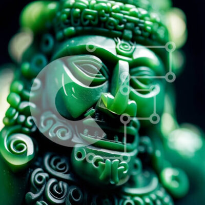 Intra Συλλεκτικό Ξύλινο Παζλ Plywood  4mm - Σοβαρό πράσινο άγαλμα με στέμμα Σε Ξύλινο Κουτί - Διαστάσεις: 10x10 cm – 25 κομμάτια - Image 1